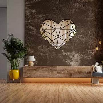 Acrylic Heart-Shaped Wall Mirror