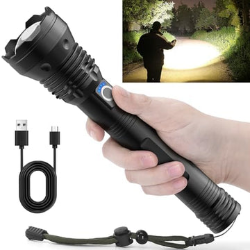 P90 LED Rechargeable Tactical Laser Flashlight – Ultra-Bright, Durable & Versatile!